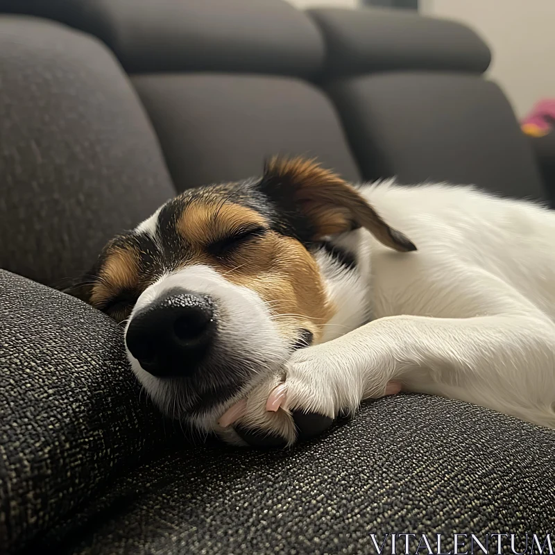 Resting Dog on Sofa AI Image