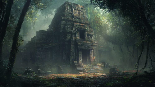 Stone Temple Amidst Verdant Woods