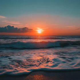 Coastal Sunset with Gentle Waves