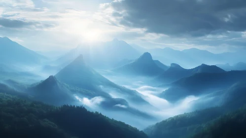 Misty Mountains at Sunrise