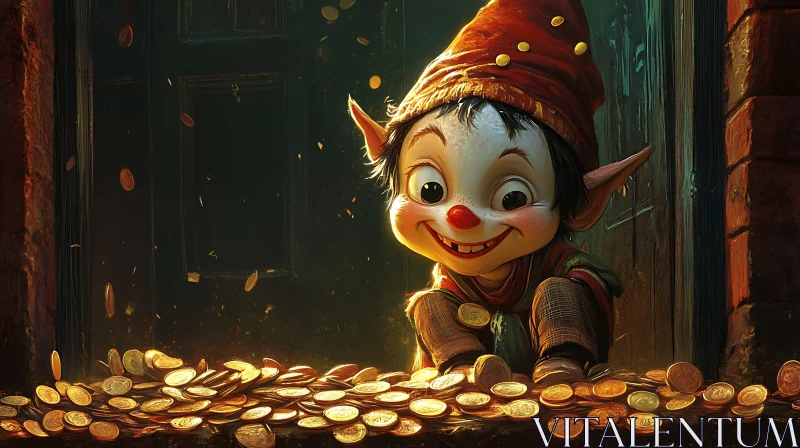 AI ART Enchanted Elf with Coins