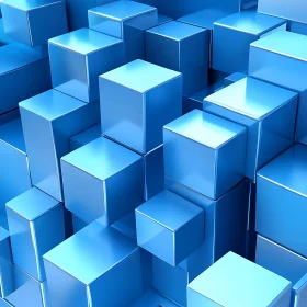 Geometric Blue Cubes Art