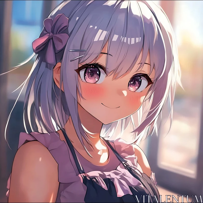 Adorable Anime Portrait of a Blushing Girl AI Image