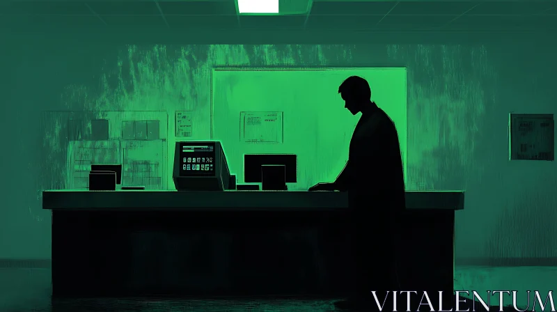 AI ART Green Office Silhouette