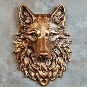 Detailed Bronze Wolf Sculpture