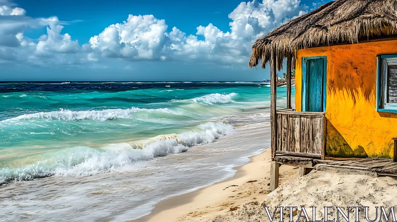 AI ART Tropical Beach Hut by the Sea