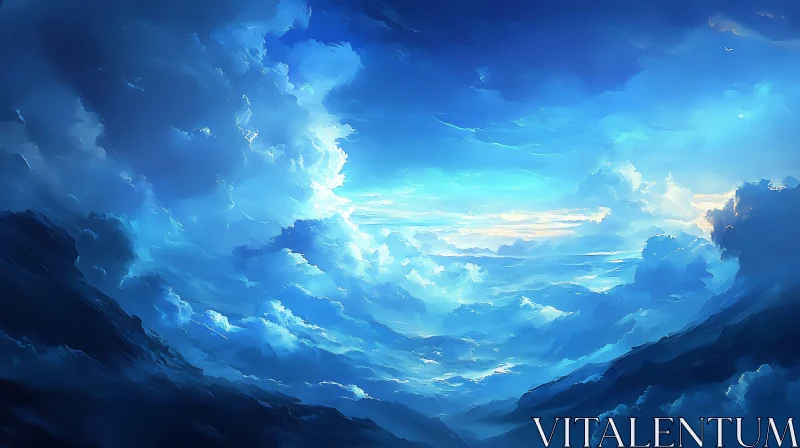 AI ART Blue Skyscape with Clouds