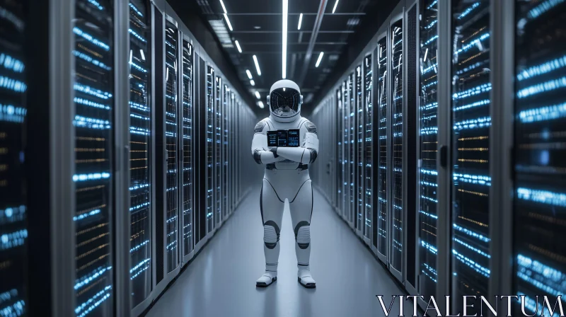 Data Guardian Astronaut in Server Room AI Image