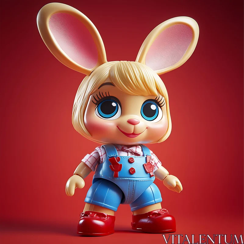 Whimsical Rabbit Doll Portrait AI Image