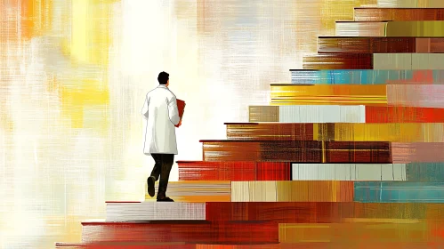 Doctor Climbing Stairs of Knowledge