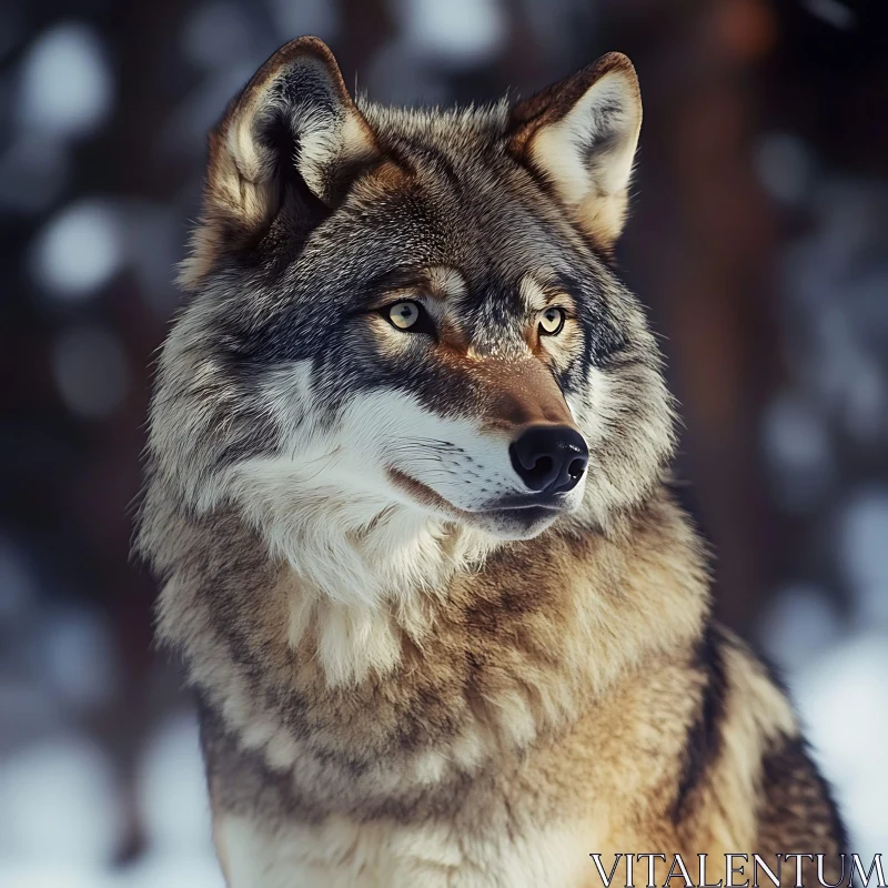 Wolf Portrait in Natural Light AI Image