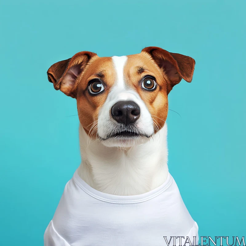 Expressive Dog in a White Shirt AI Image