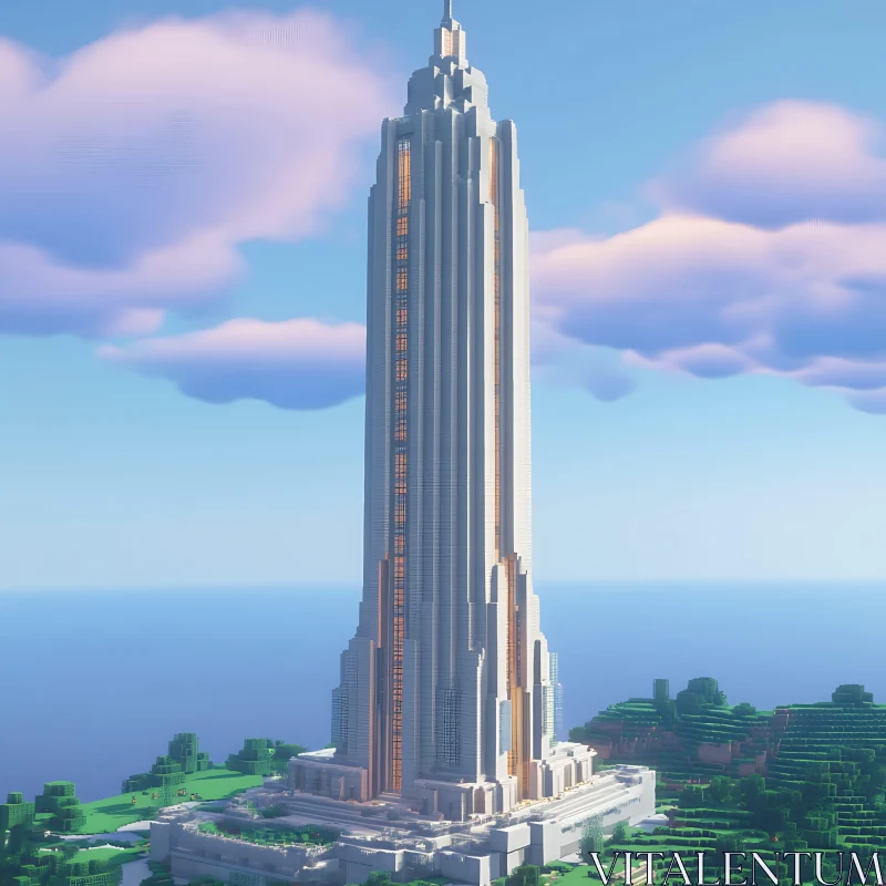 Minecraft Art Deco Style Tower AI Image