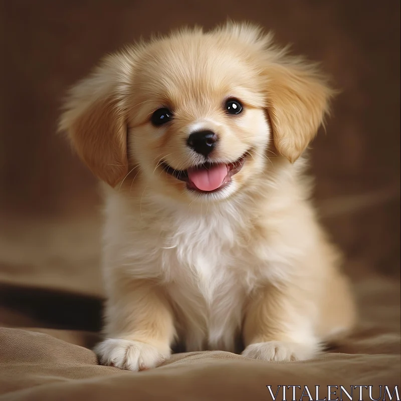 Cute Puppy Smiling with Golden Fur AI Image