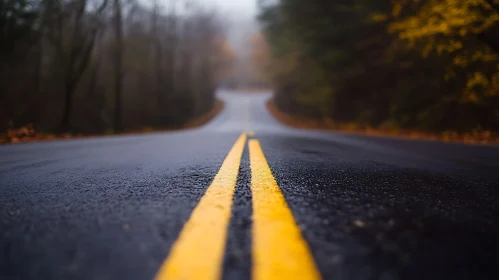 Foggy Road in Autumn