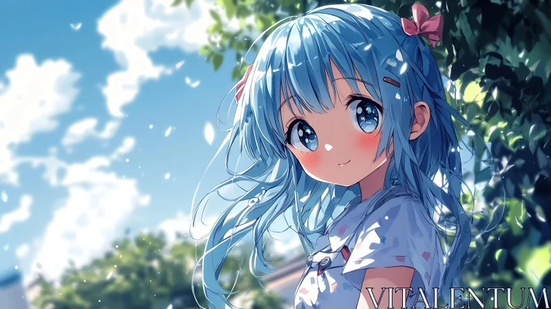 AI ART Cute Anime Girl in Summer Setting