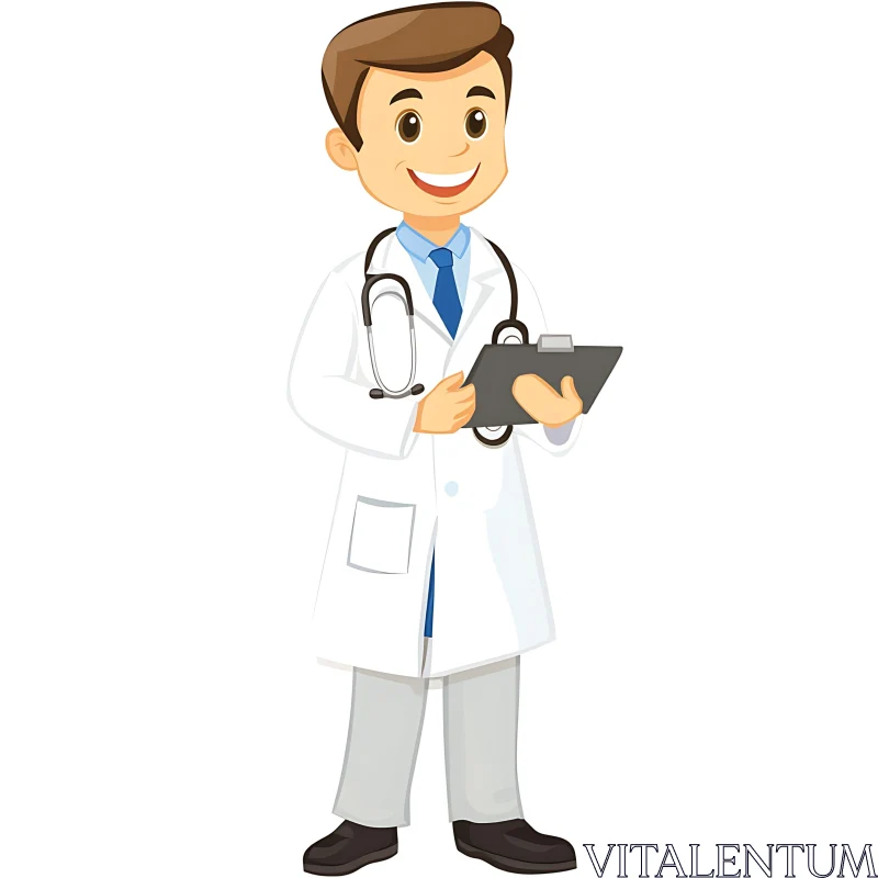 AI ART Friendly Doctor Cartoon Illustration