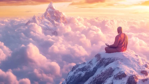 Zen Meditation on a Snowy Mountain