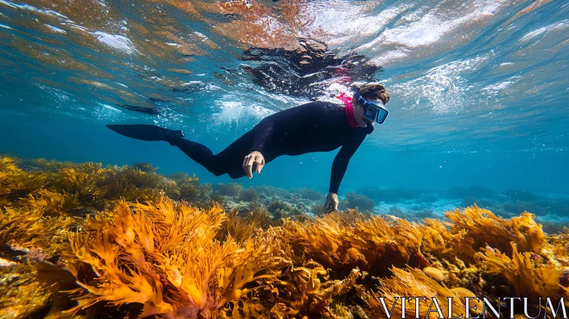 Underwater Snorkeling Scene with Coral Reef AI Image