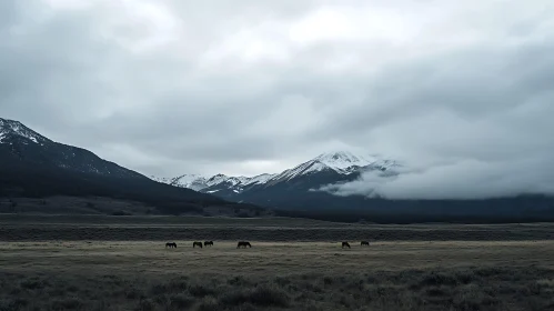 Mountain View with Horses