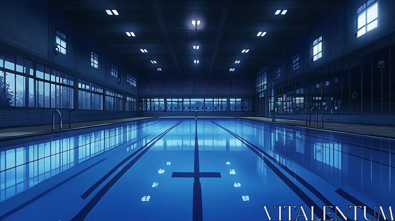 Indoor Pool with Large Windows AI Image