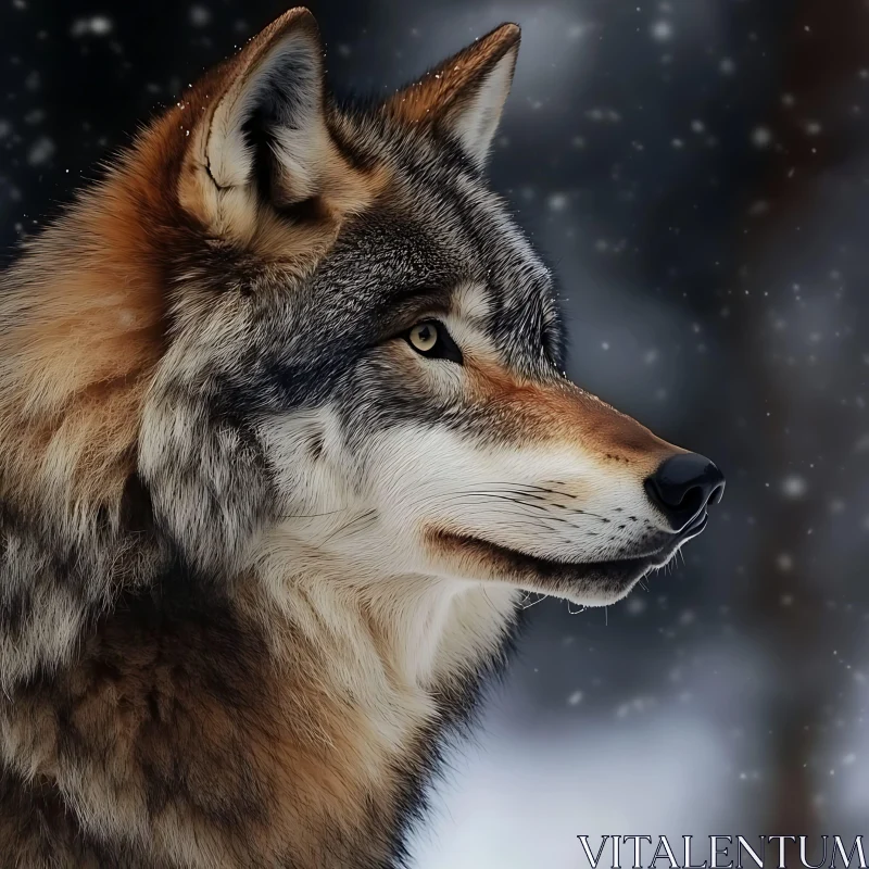 AI ART Winter Wolf Close-Up