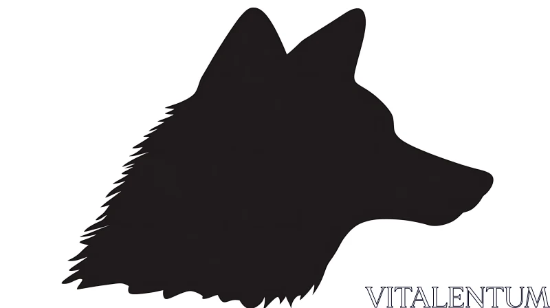 Black Wolf Profile on White Background AI Image