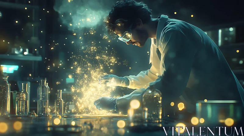 Scientist Creating Golden Magic AI Image
