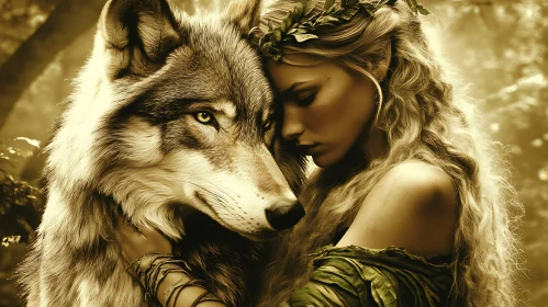 Enchanting Wolf and Woman Companionship