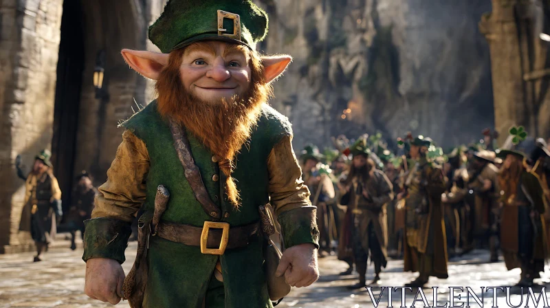 A Cheerful Leprechaun Portrait AI Image