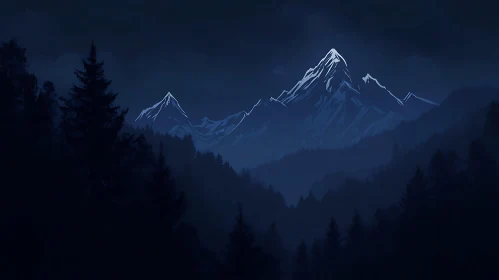 Tranquil Mountain Night Scenery