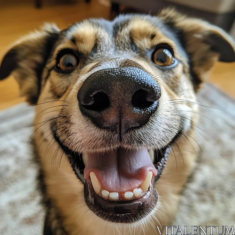 Cheerful Dog Up-Close with Smiling Expression AI Image