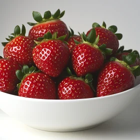 Luscious Strawberries in White Ceramic Bowl