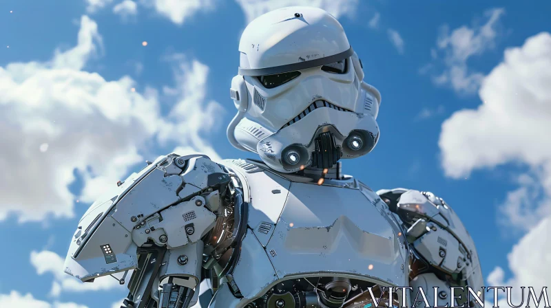 AI ART Robot with Stormtrooper Design in Sky