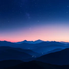 Mountains at Night with Stars