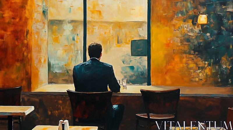 AI ART Man Contemplating by the Window
