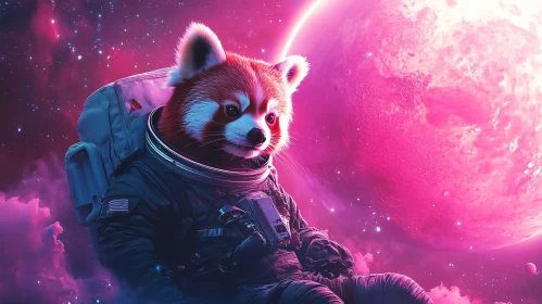 Whimsical Red Panda Space Explorer