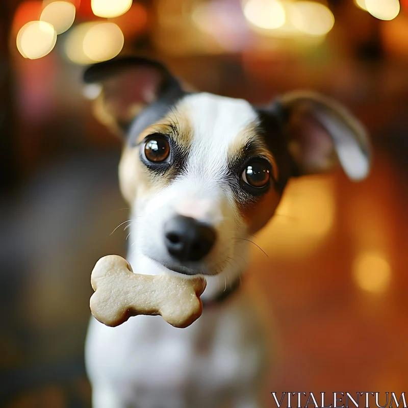 Cute Puppy with Treat AI Image