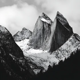 Snow-Capped Mountains and Forest