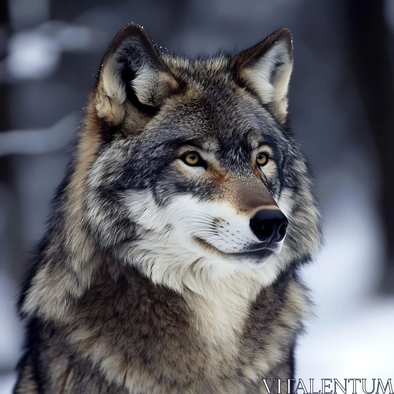 Winter Wolf Close-Up AI Image