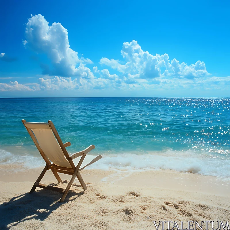 Beach Chair on Sandy Shore AI Image