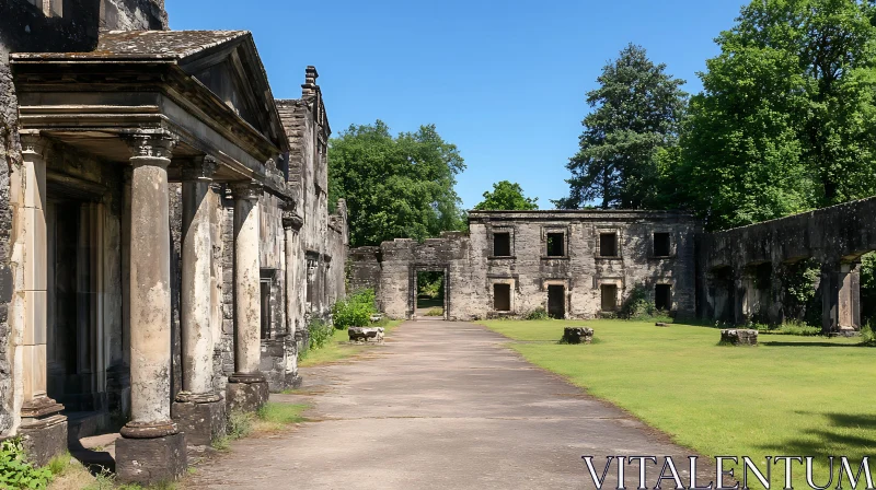 Historic Ruins Amidst Nature AI Image