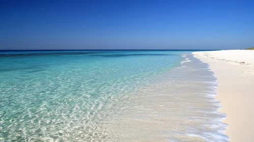 Idyllic Beach Scene with Clear Water and White Sand