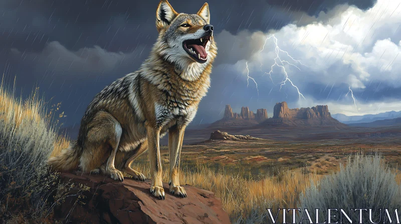 AI ART Coyote in the Storm