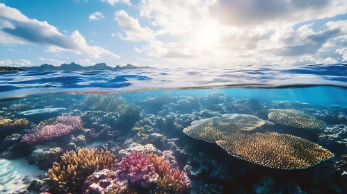 Underwater Coral Garden with Sunlight