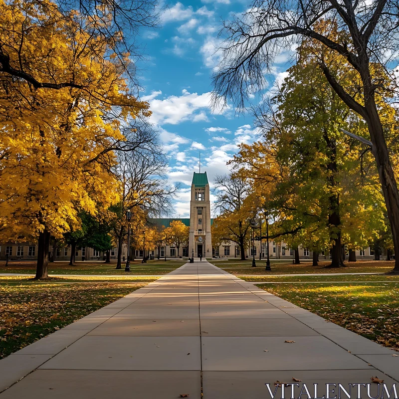 Academic Building Fall Scenery AI Image