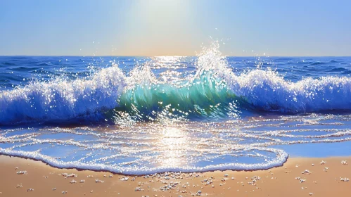 Sparkling Waves at the Beach