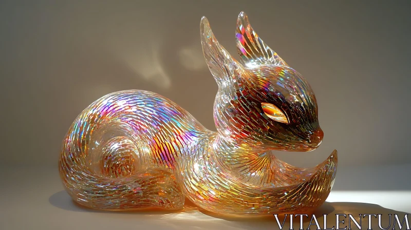 Shimmering Glass Fox Figurine AI Image