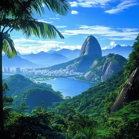 Tropical Cityscape with Mountain View