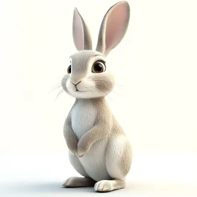 Charming Grey Bunny Artwork